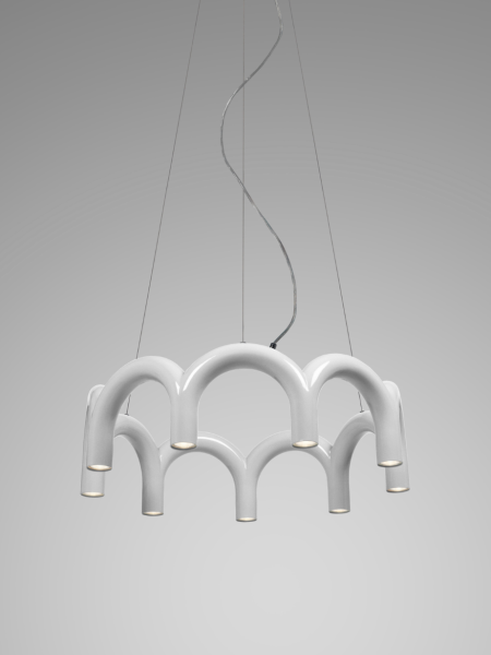 Oblure 9-pillar suspension light Arche Cercle white