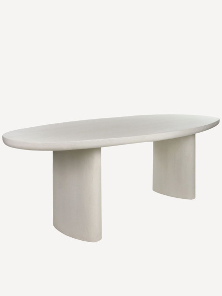 pomax table ovale enduit chaux blanc cassé piastro