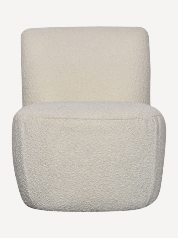 Opjet Eve armchair in white bouclette fabric