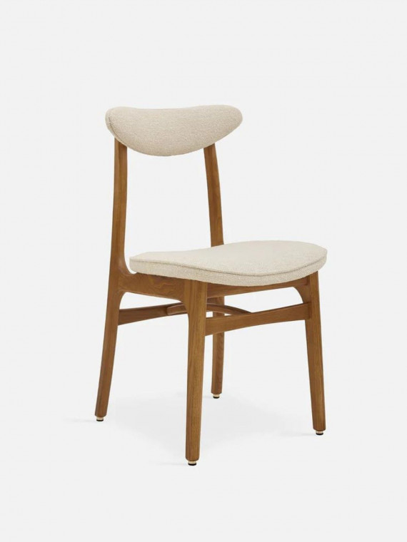 366 Concept Chaise 200-190 en frêne massif et tissu bouclette blanc crème
