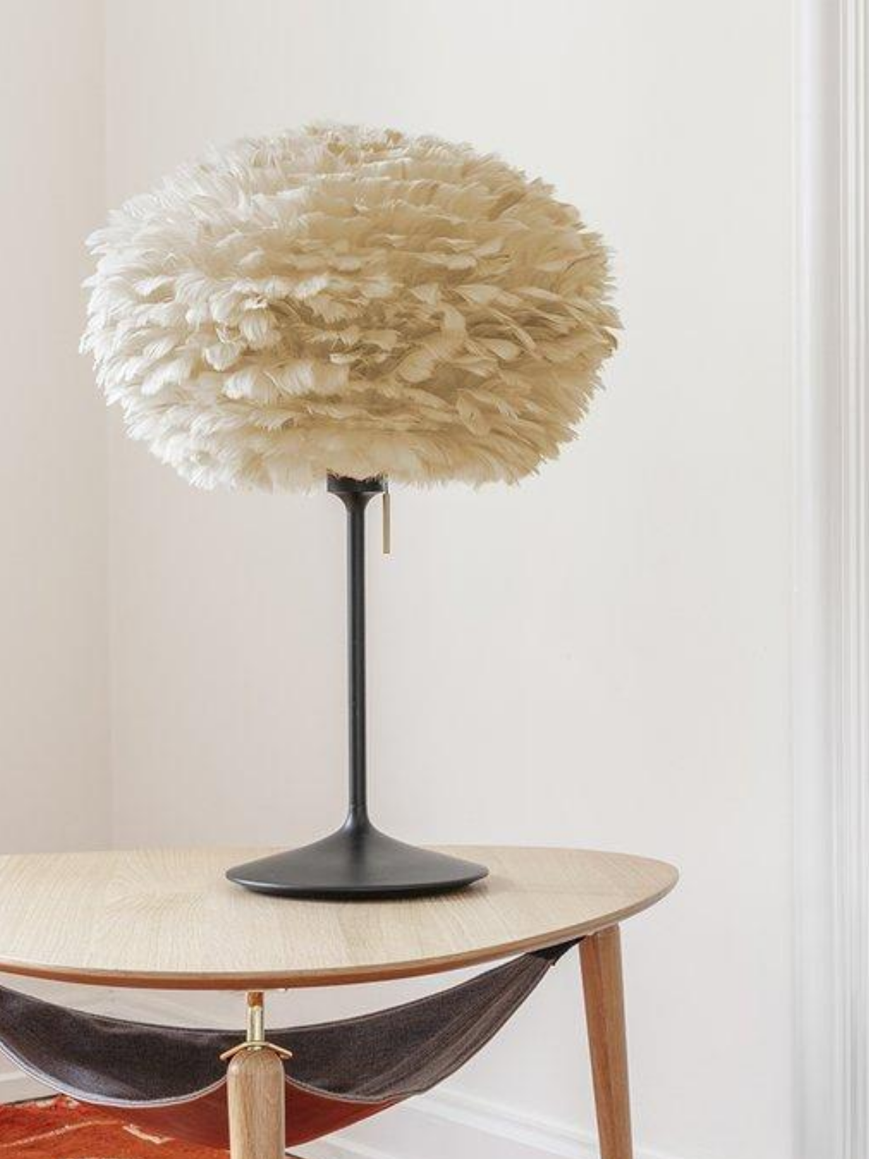 UMAGE - Lamp in goose feather, Eos medium brown and champagne table black - MBS Design