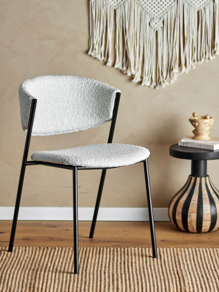 bloomingville chair fabric bouclé white marlo