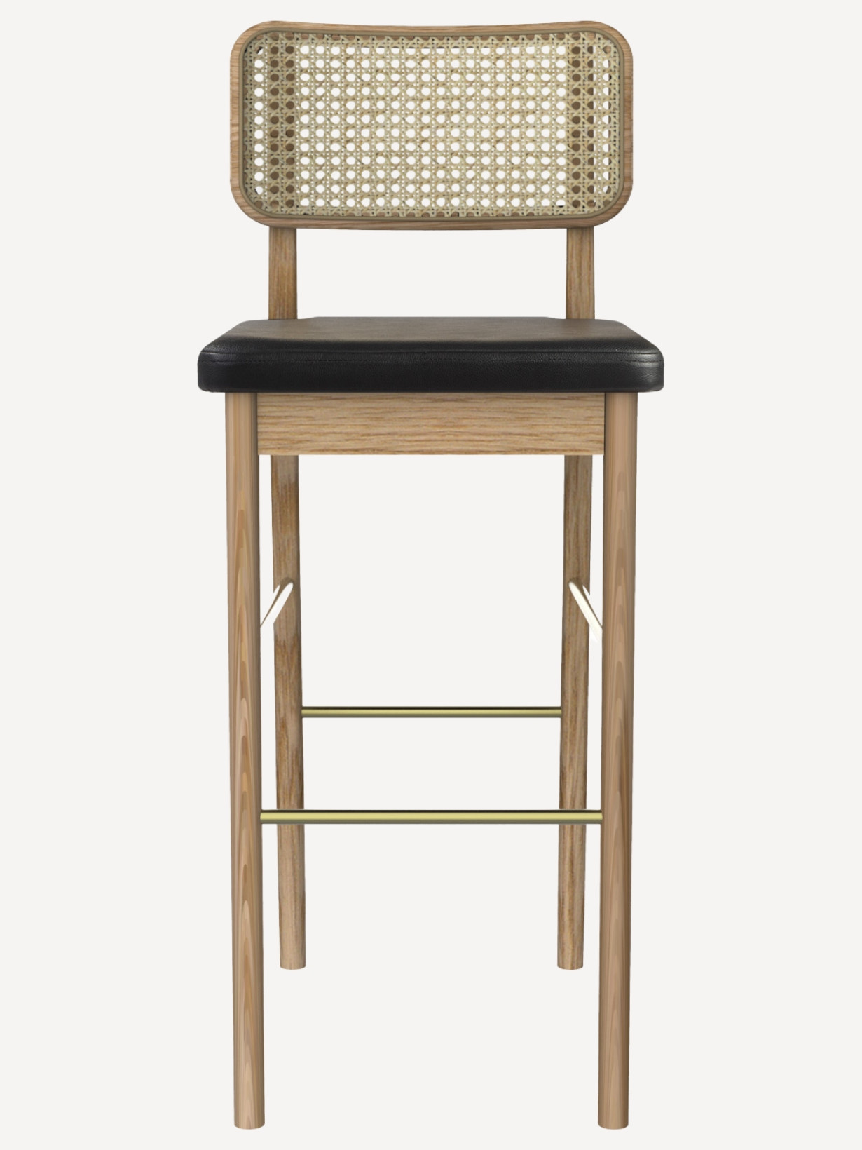 Red Edition Tabouret haut en cuir / chêne clair