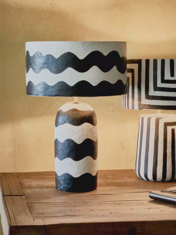 Pomax, Papier-mâché table lamp DIA35 x H52 cm, Mundaka