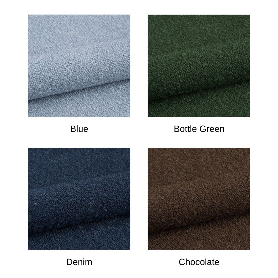 366 concept Boucle Fabric color blue green denim chocolate