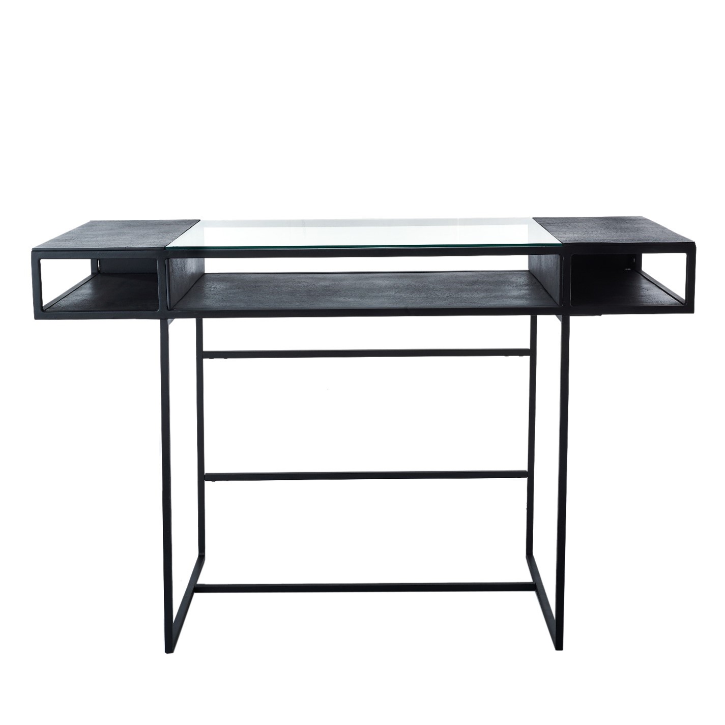 Desk in iron, glass and aluminium - Dimensions: L 119 x W 59 x H 75,5 cm- Price : 899,00€
