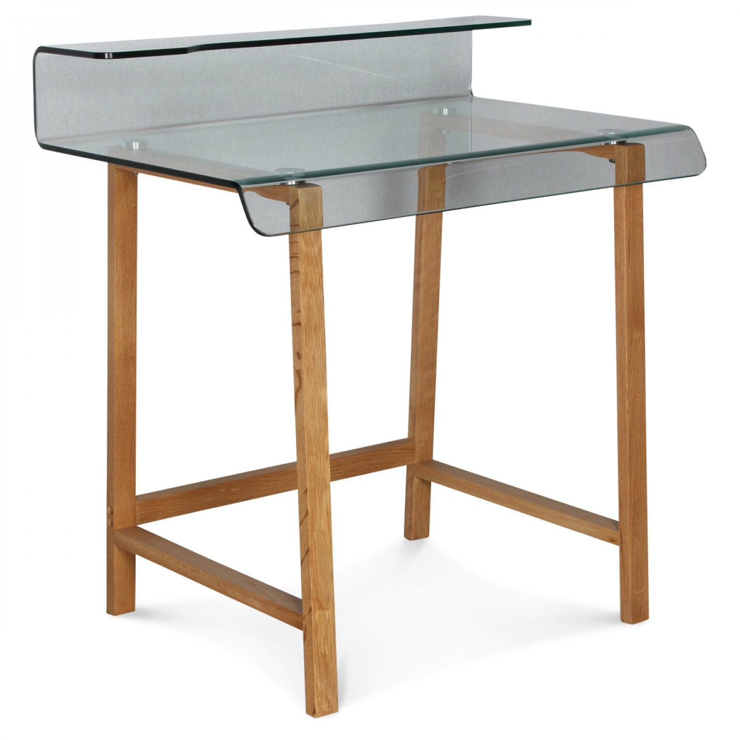Desk in glass and wood - Dimensions: W 85 x D 56 x H 90 cm-Price : 159,00€