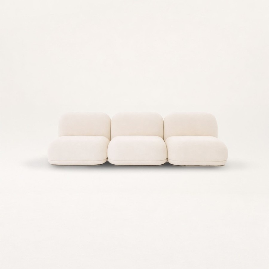 Gabrielle Paris Gaston 3-seat sofa cream boucle · front view