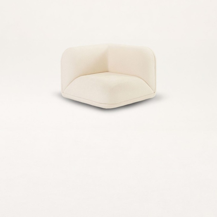 Gabrielle Paris module d'angle Gaston bouclette crème · vue de face