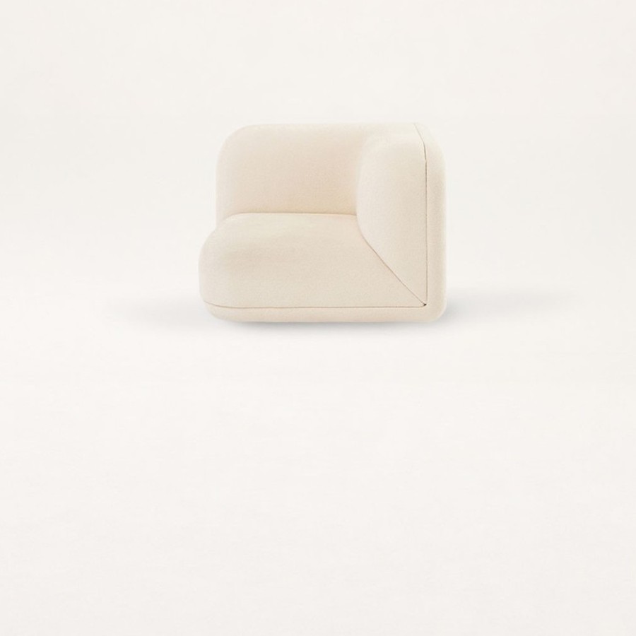 Gabrielle Paris module d'angle Gaston bouclette crème · vue de trois quarts