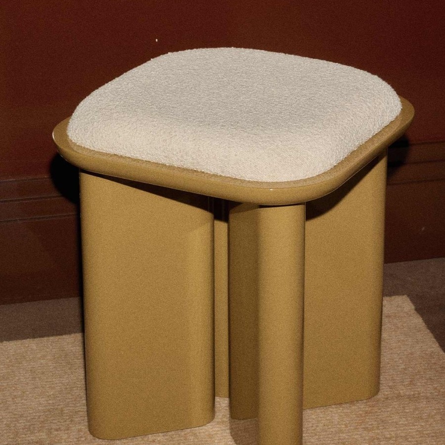 Gabrielle Paris Lazare pouffe lacquered wood amber front view